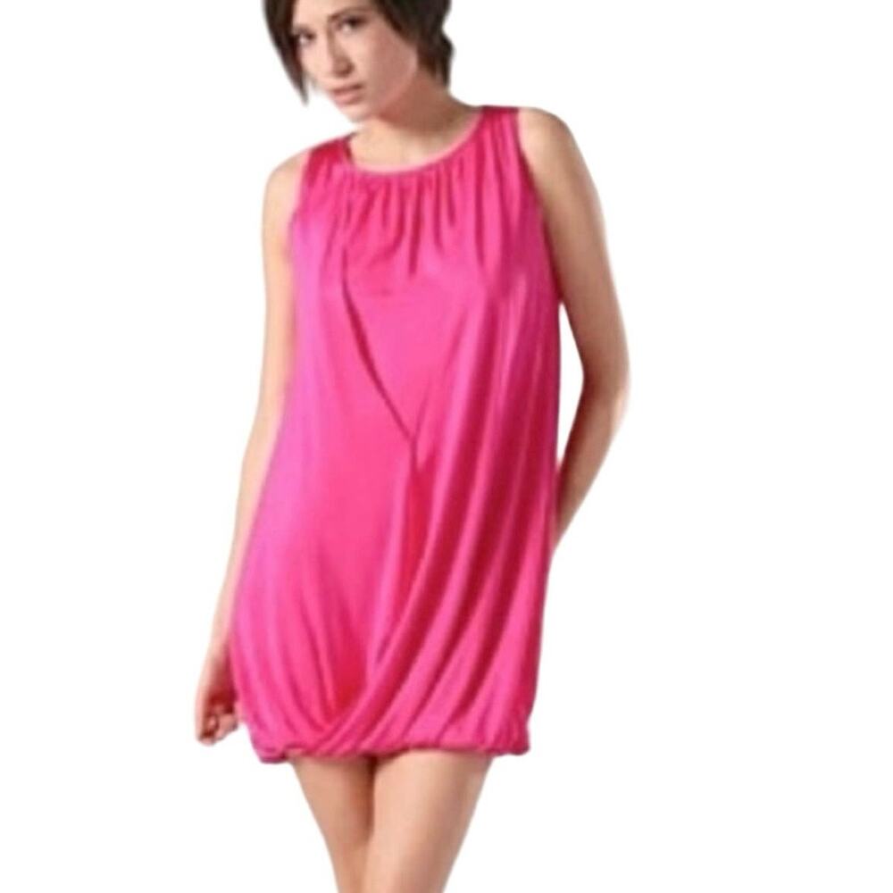 Alice + Olivia Silk Blend Bright Pink Y2K Bubble Hem Mini Dress Size Medium